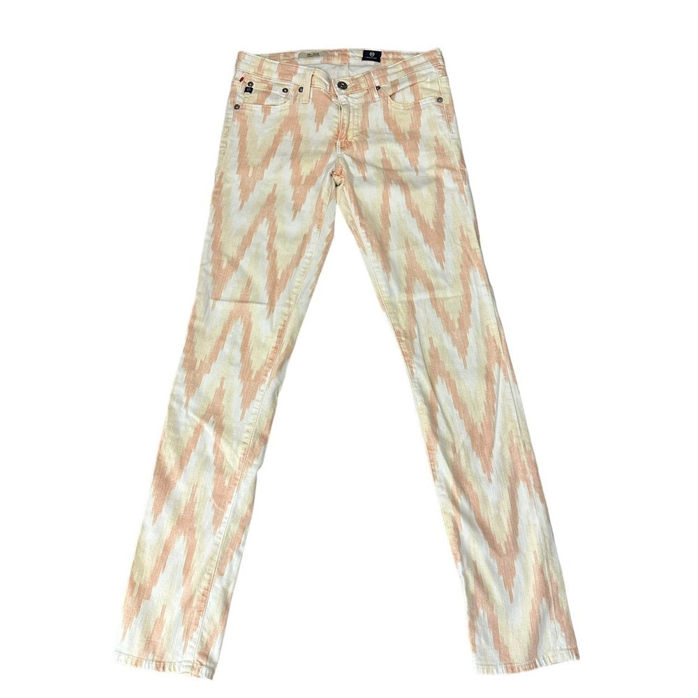 Adriano Goldschmied The Stilt Cigarette Leg Jeans Orange/White Chevron Size 26R